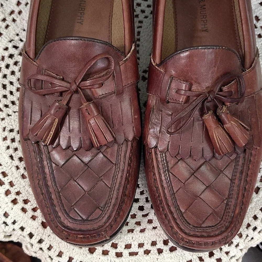 Johnston & Murphy Mens Slip On Brown Loafer Size 9.5 Weave Toe